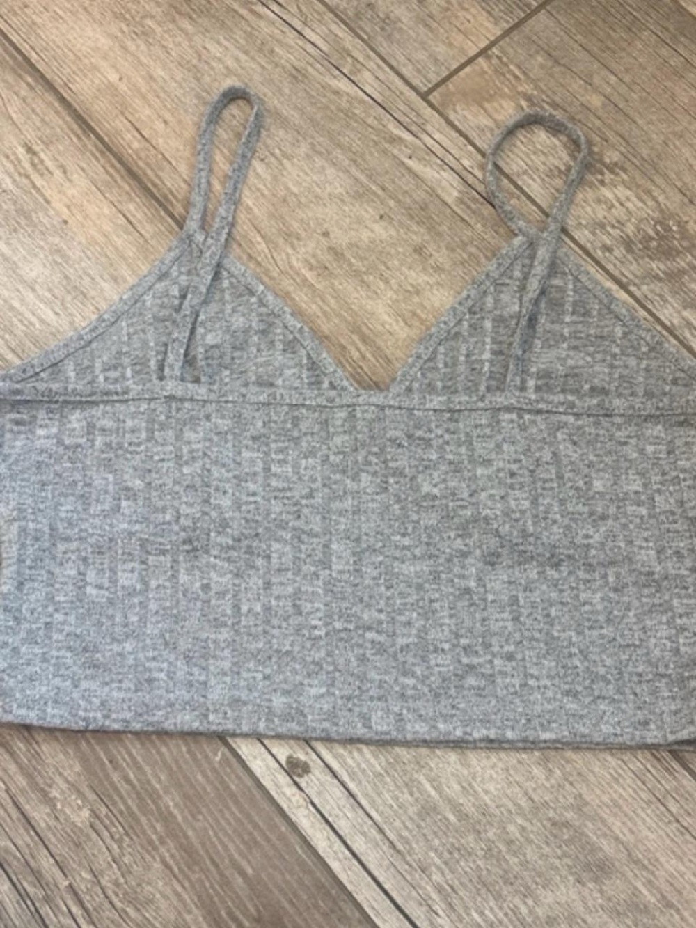 Grey Ribbed Knit Cropped Cami Top - Picture 3 of 4